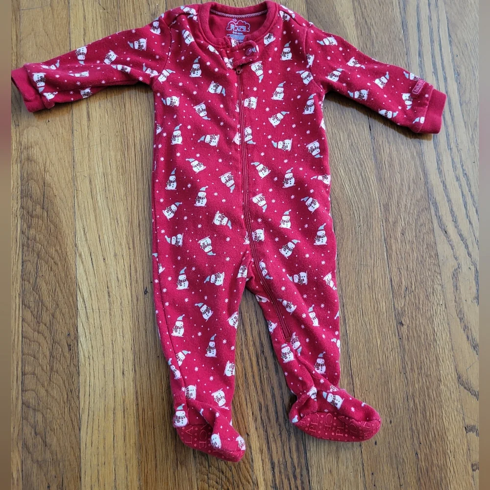 One Piece Footed Full Zip Snowman Sleeper Pajama‎ 0-3 Months Baby Infant